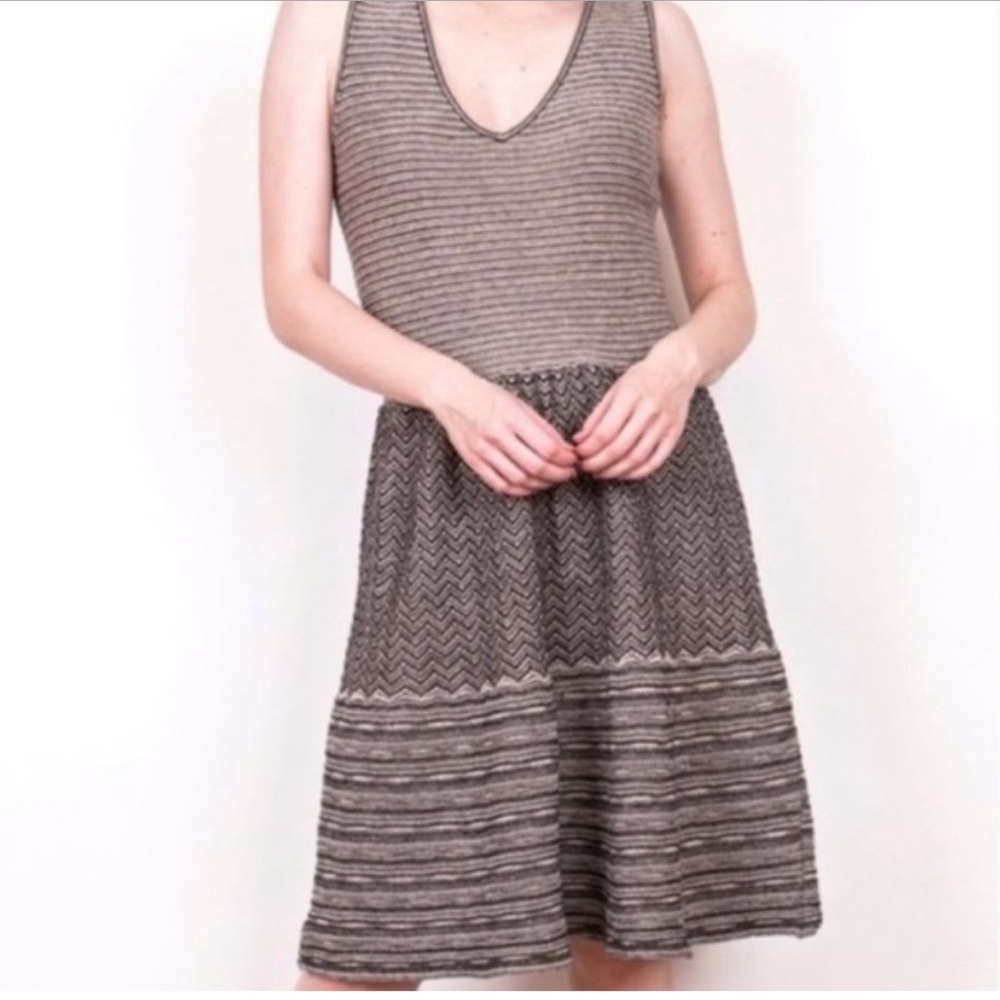 Anthropologie knitted & knotted two layer sweater dress with chevron pattern SM